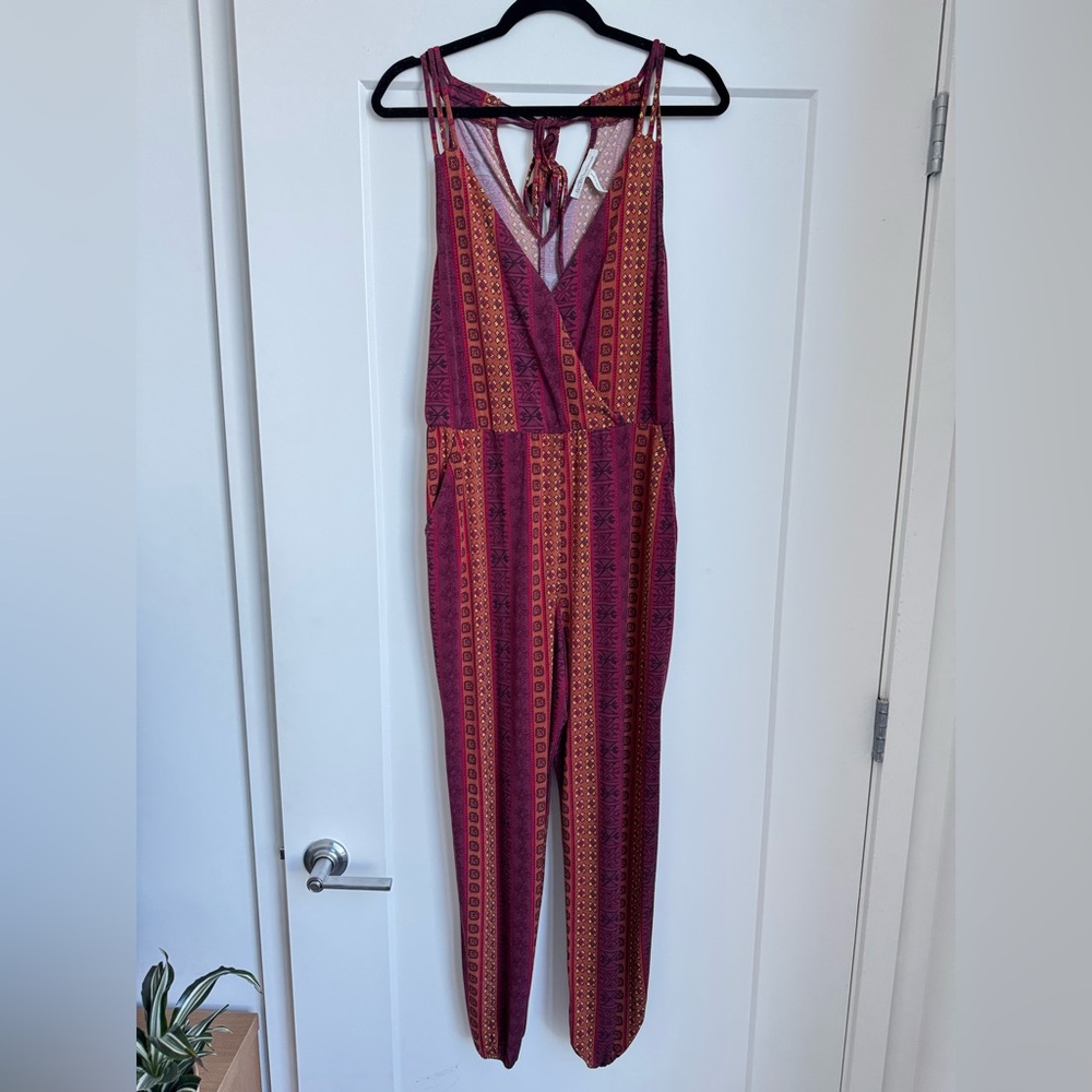 BCBGeneration Burgundy and Orange Jumpsuit